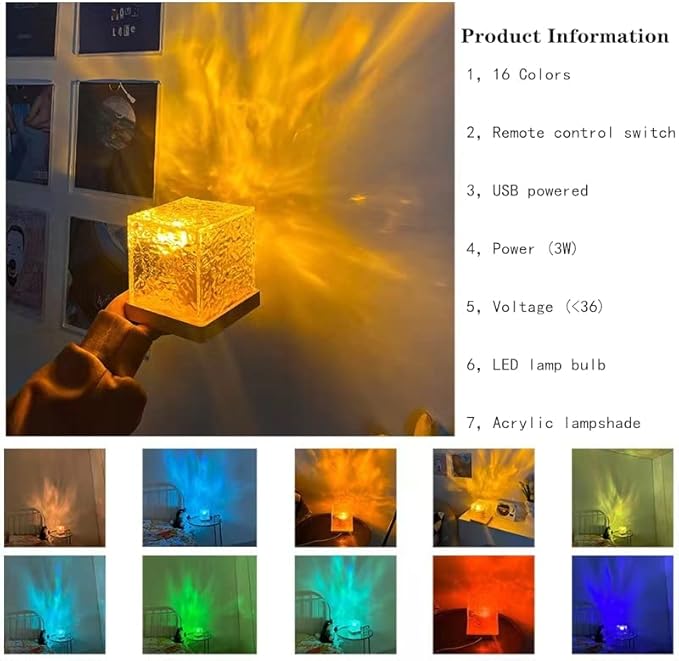 Wave Lamp, Wave Light Cube, Aurora Glow Lamp Crystal Night Light, Romantic Lamp for Room Decor, LED Wave Lights, Room Decor for Kids - Robert errands 