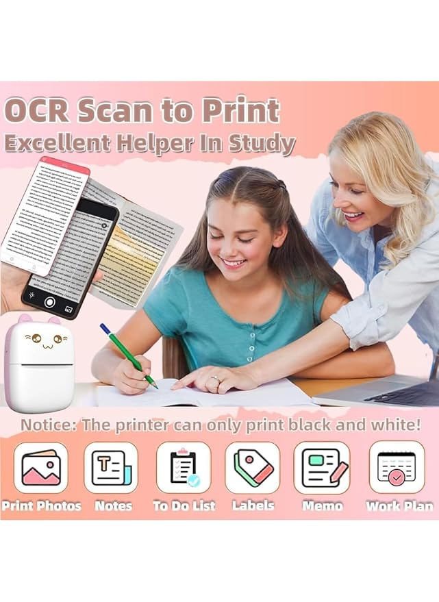Mini Thermal Printer | Inkless Sticker Printer | USB APP Control Inkless Printer | Wireless Mini Pocket Printer for Labels, Stickers, Photos, Bookmarks, Cards, White - Robert errands 