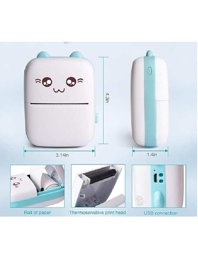 Mini Thermal Printer | Inkless Sticker Printer | USB APP Control Inkless Printer | Wireless Mini Pocket Printer for Labels, Stickers, Photos, Bookmarks, Cards, White - Robert errands 