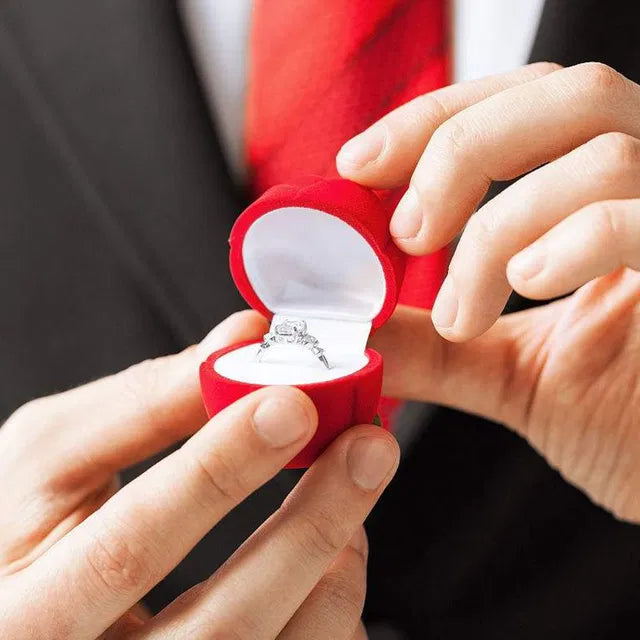 Valentine Special Adjustable Proposal Ring with Velvet Red Rose Alloy Crystal Platinum Plated Ring - Robert errands 