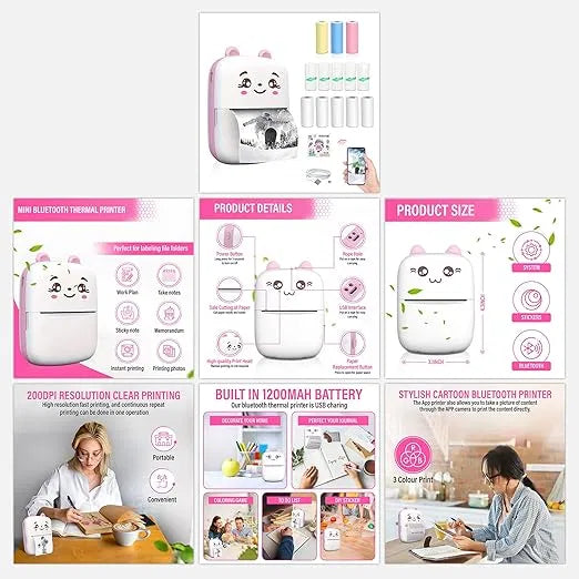 Bluetooth Mini Printer for Students | Inkless Wireless Thermal Printer (Black & White) | Portable Ink Free Printer for Android & iOS | 1200mAh Rechargeable Battery - Robert errands 