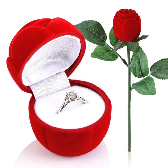 Valentine Special Adjustable Proposal Ring with Velvet Red Rose Alloy Crystal Platinum Plated Ring - Robert errands 